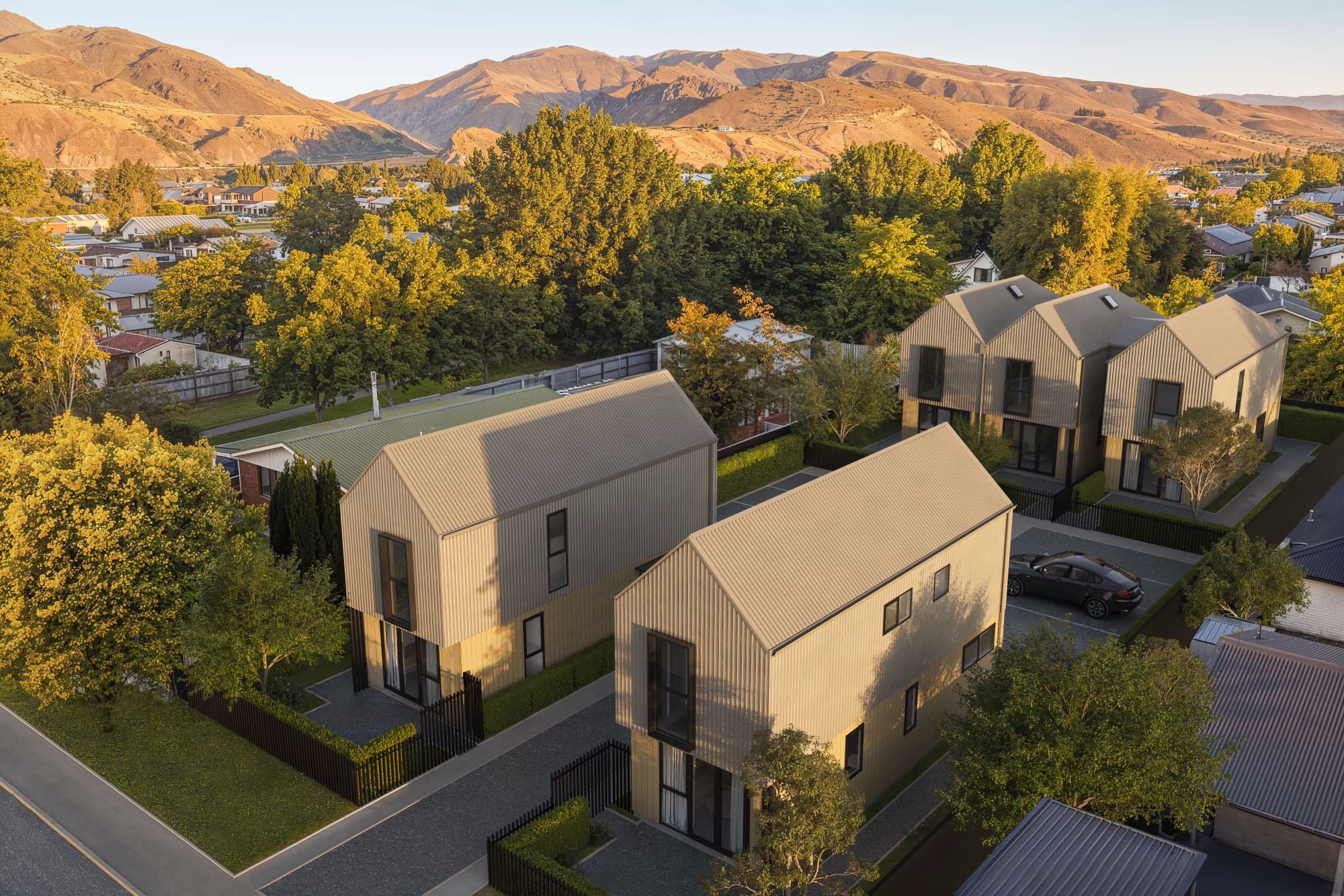 Aerial render of the Molyneux development against the Cromwell basin