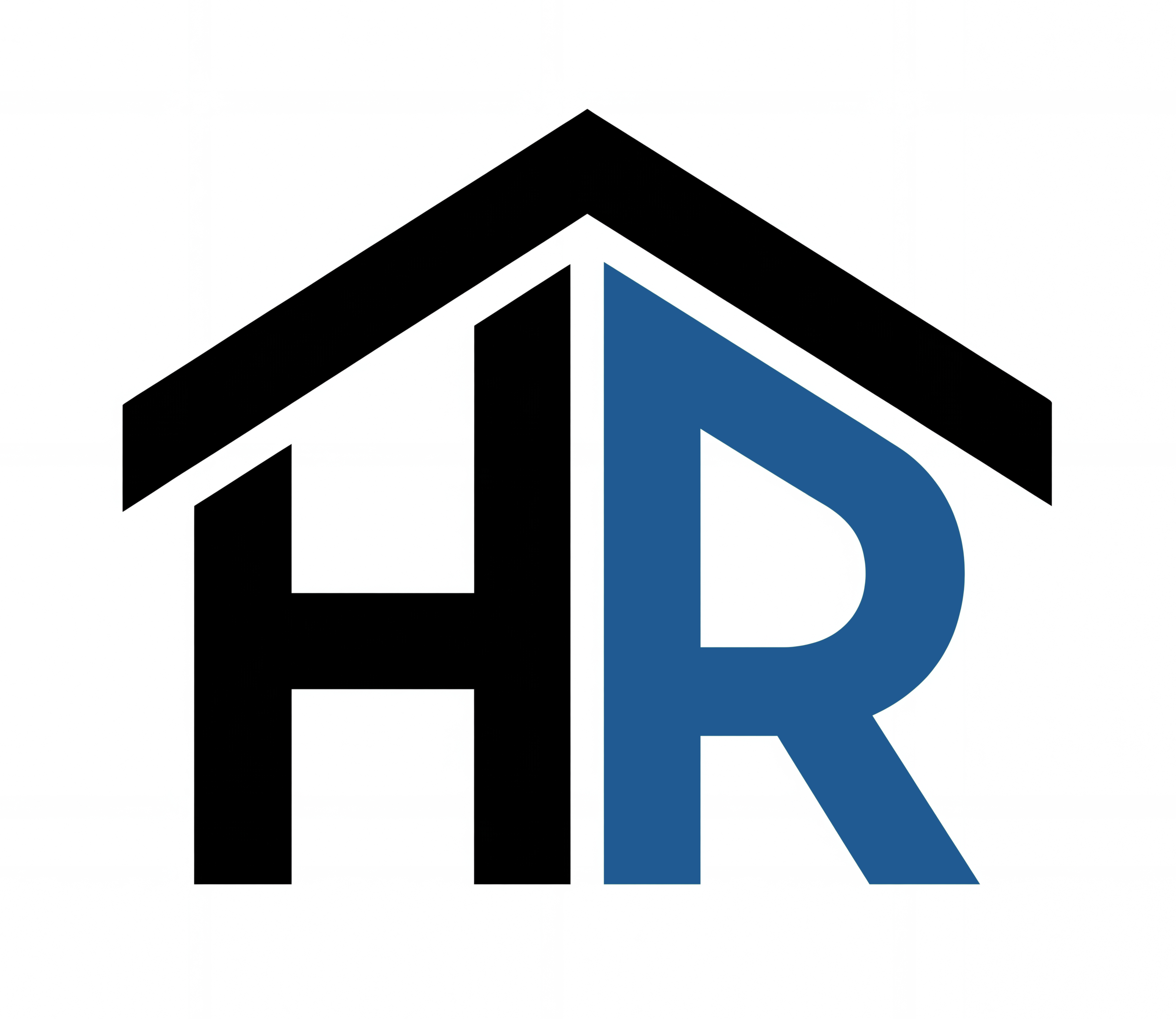 The Horsham Residences black and blue HR logo beneath a roof outline