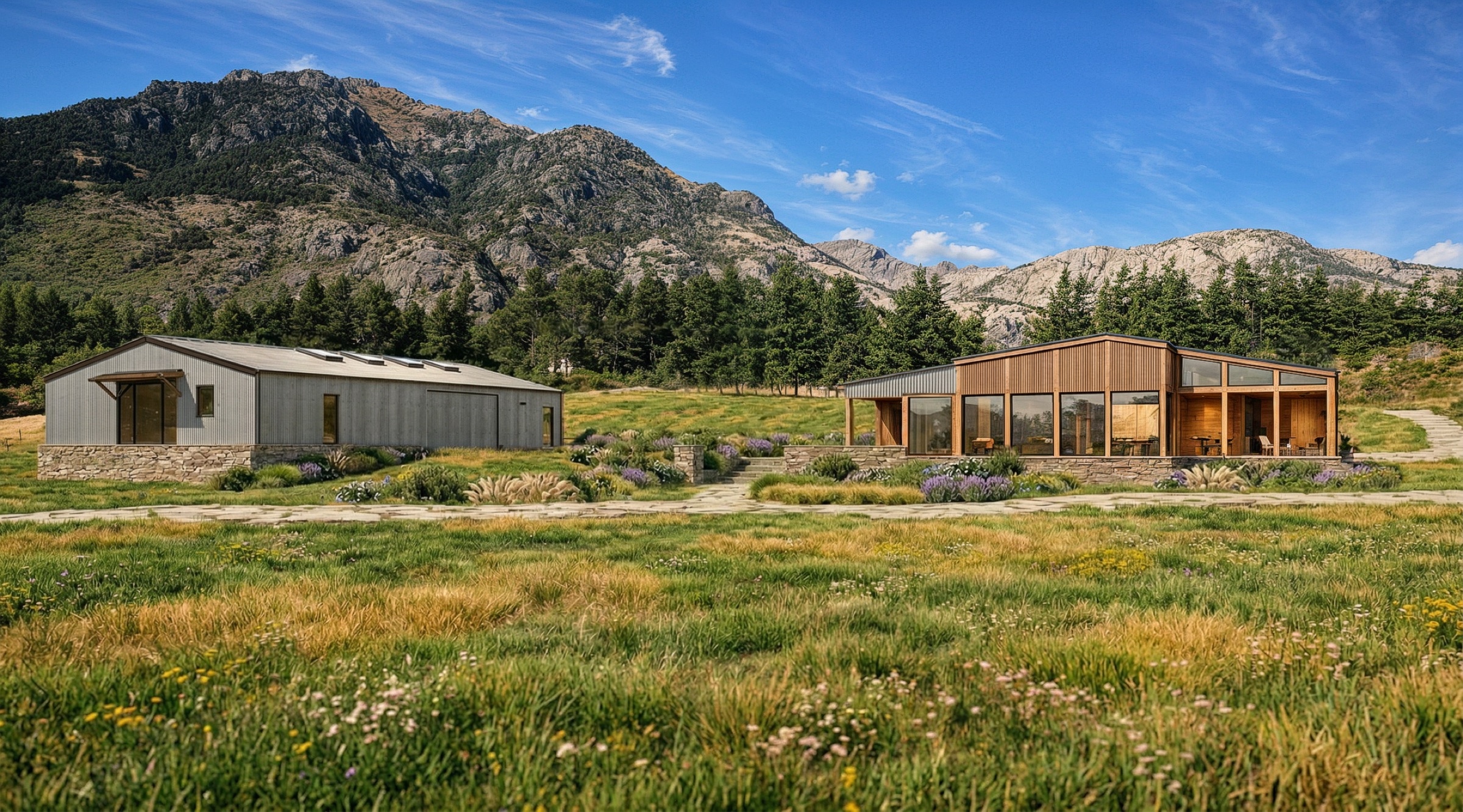 Architectural exterior render of a lakeside home at Kōroto, Lake Hāwea, by Render Works