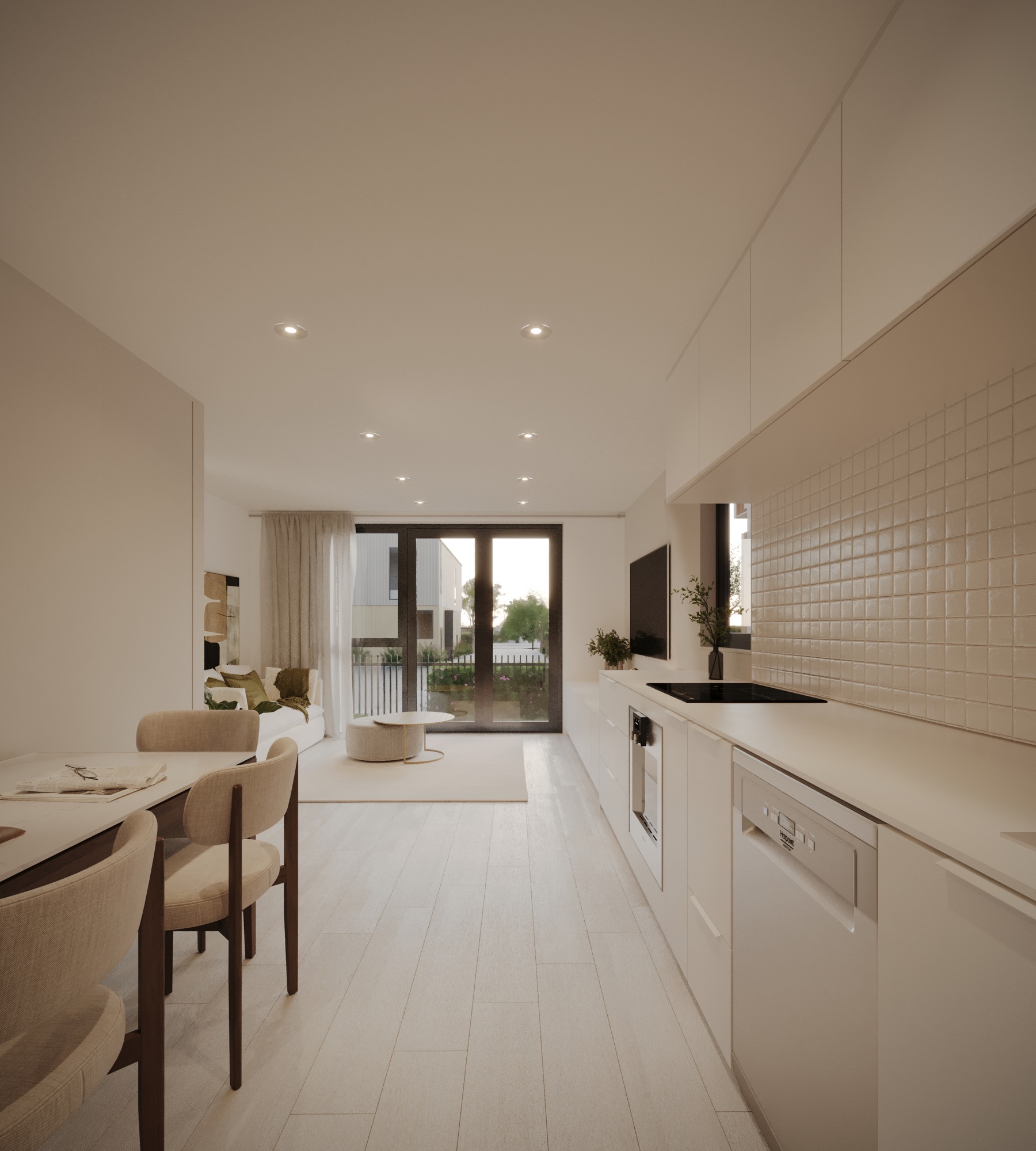 Interior architectural render of the Molyneux dining space by Render Works