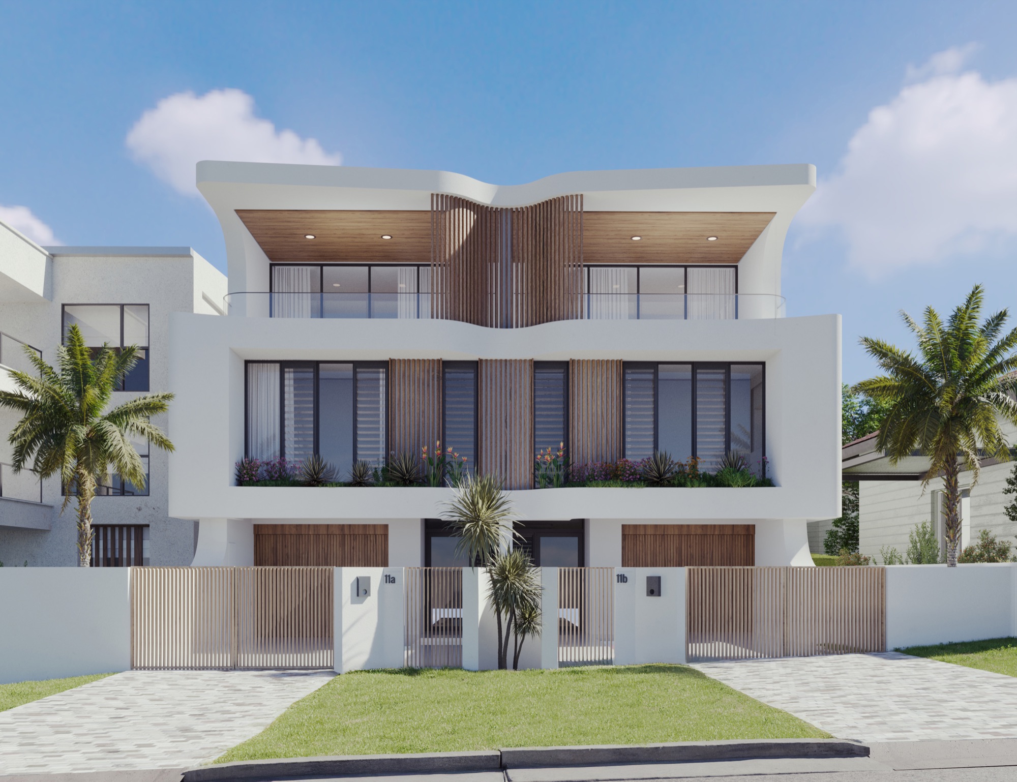 Photorealistic exterior render of the Soleil coastal homes in Redhead, NSW, by Render Works
