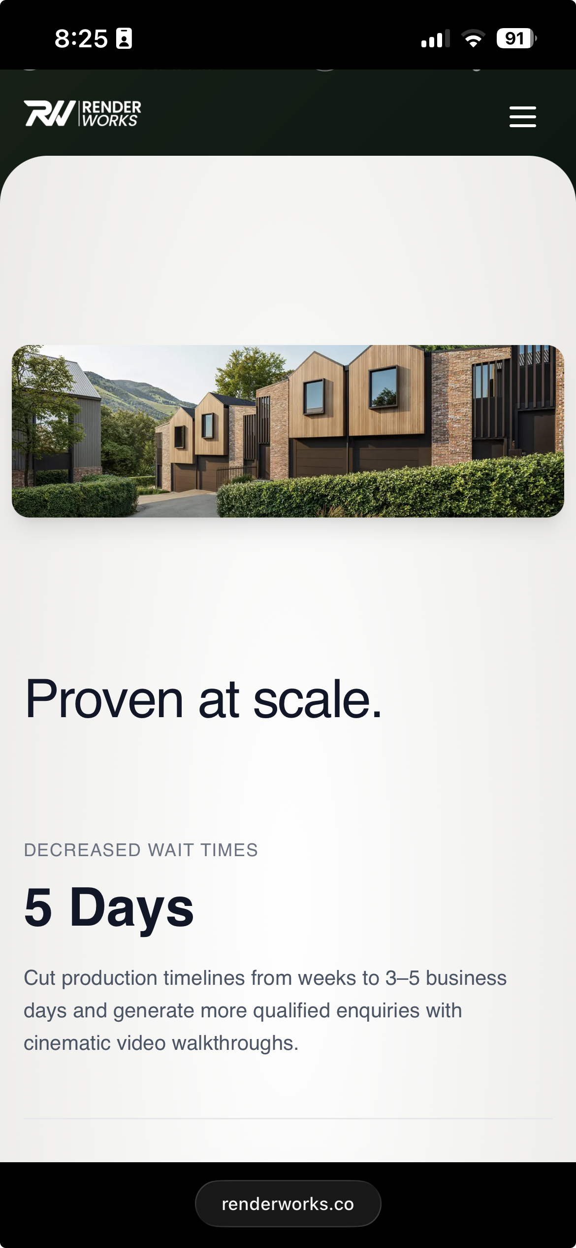 Render Works mobile view