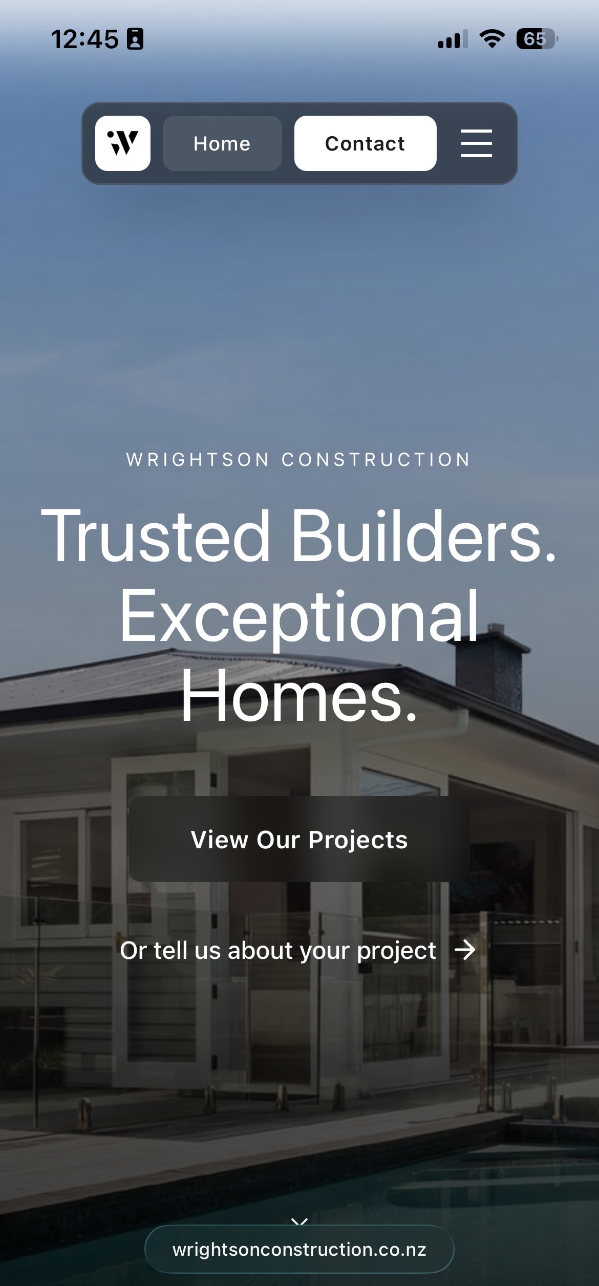Wrightson Construction mobile view